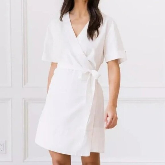 NWT Cozy Earth Lived-In Linen Wrap Dress m